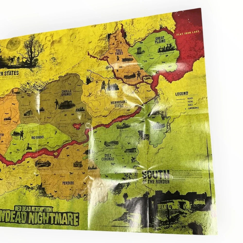 Red Dead Redemption Map Poster Lot of 2 Undead Nightmare New Austin RDR RDR2